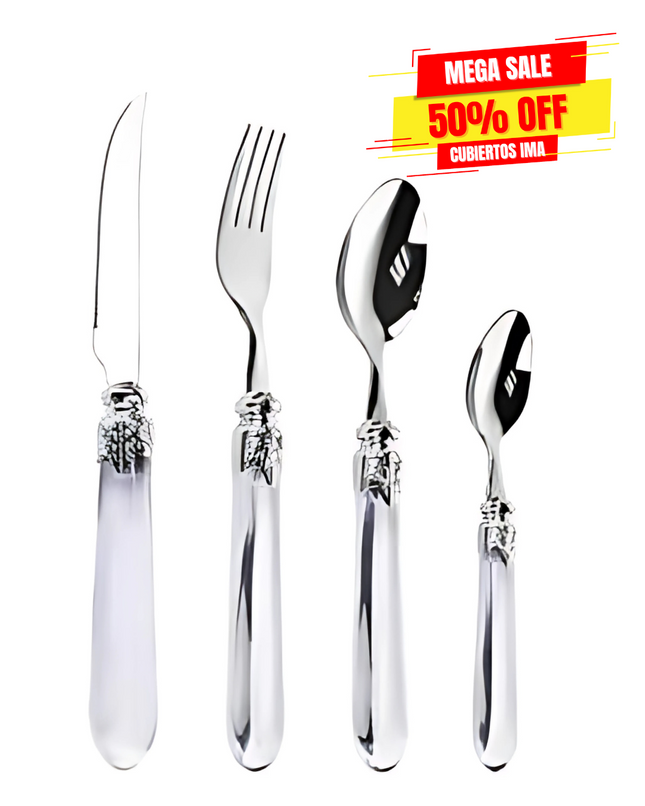 JUEGO D/CUBIERTOS SILVER C/ MANGO TRANSPARENTE