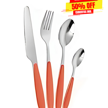 JUEGO D/CUBIERTOS SILVER C/ MANGO ROJO