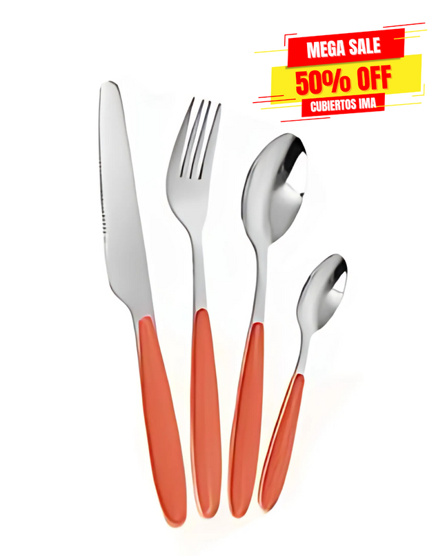 JUEGO D/CUBIERTOS SILVER C/ MANGO ROJO